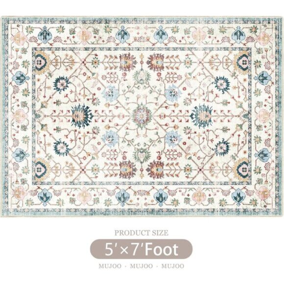 Non Slip 5 x 7 Area Rug Boho Washable Rugs for Living Room Bedroom Indoor Carpet - Picture 11 of 11